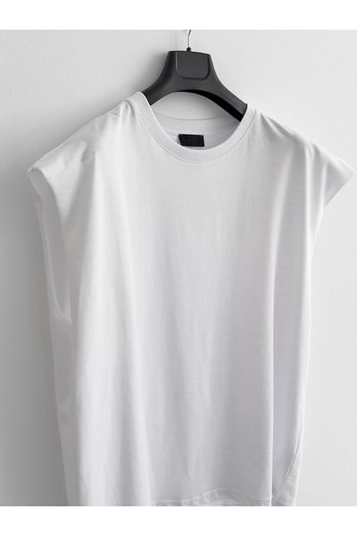 BYBASICMAN White Sleeveless Oversize T-Shirt Jj-706/723