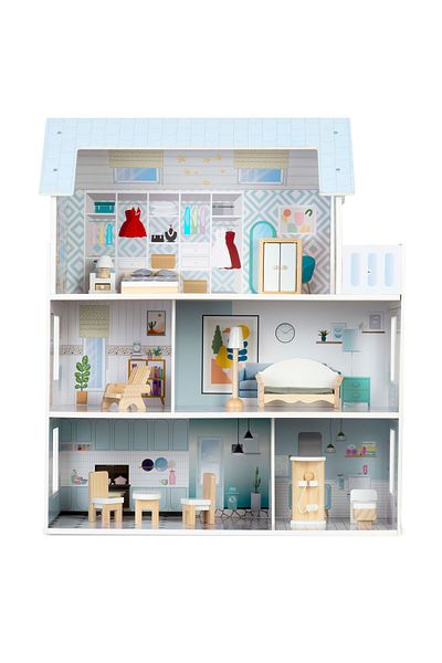 shumee Casă de păpuși mare din lemn cu 3 etaje Ricokids RK-878