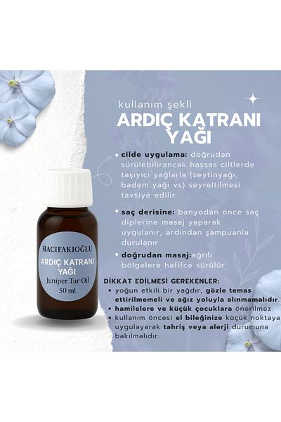 HACIFAKIOĞLU Juniper Tar Oil Cold Pressed 100% Pure and Natural 50 ml