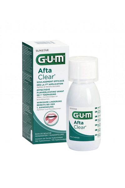 GUM Apă de gură, gumă de mestecat, tratament pentru afte bucale, fără alcool, 120 ml