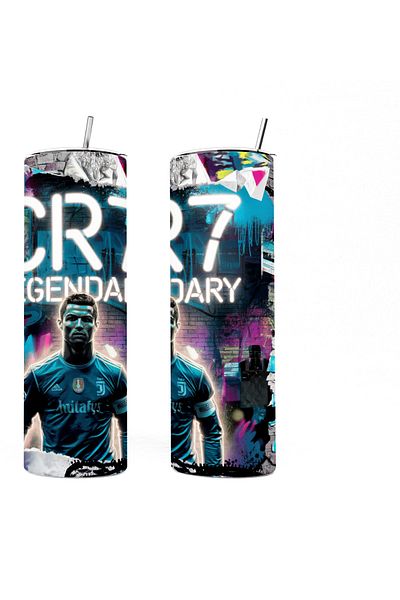 MECKSA Ronaldo CR 7 Design Tumbler Straight Skinny Tumbler double Wall Insulated Tumbler with Straw 20 oz