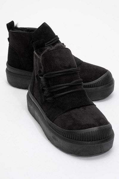 CCWAY AYAKKABI Women's Boots with Fur Inside Black