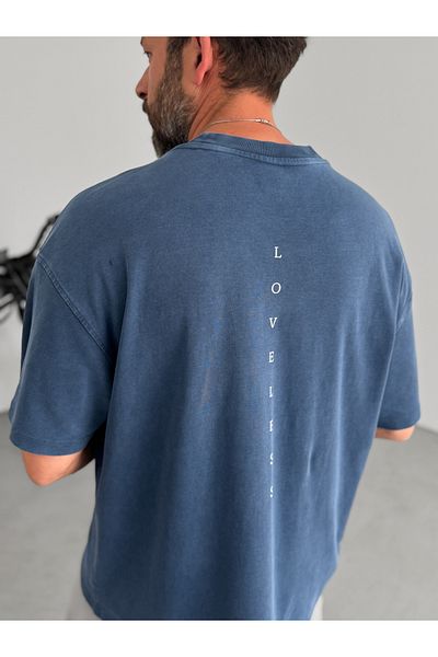 BYBASICMAN Navy Blue Loveless Printed Washable T-Shirt C-093