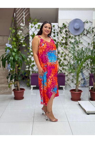 Punta Otantik Hln14001 Viscose Helin Dress with Shoulder Ring Strap