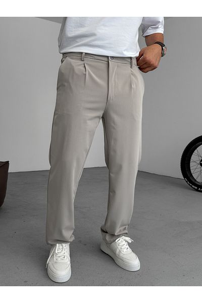BYBASICMAN Stone Pleated Lycra Baggy Trousers Yp-5005
