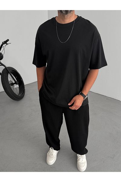 BYBASICMAN Black Basic Oversize T-Shirt C-055