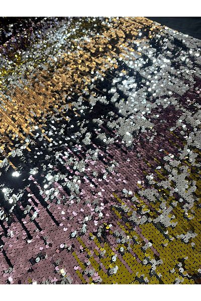 Kumaş sever Multi-Colored Double-Sided Sequin Fabric Double Width Meter Evening Dress, Skirt, Dress, Blouse, Jacket, Night Clothes
