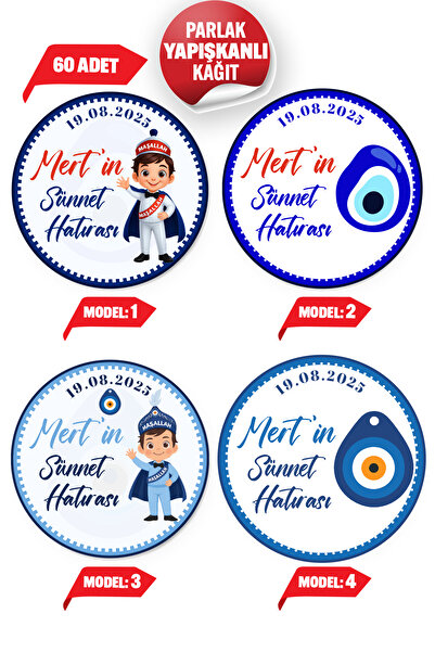 BİZİMSÜS Kişiye Özel Hediye Etiketi - Sünnet, Düğün, Bebek, Doğum Günü (YAPIŞ...