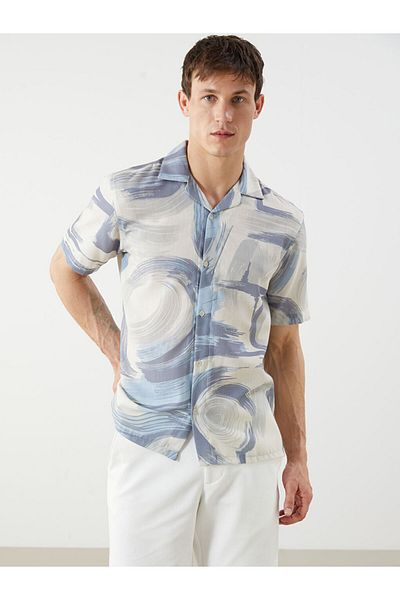 LC Waikiki Green Regular Fit Short Sleeve Patterned Men's Shirt