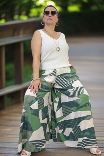 yagmurberen High Waist Elastic Pocketed Asymmetric Leg Summer Cotton Viscose Pants Skirt