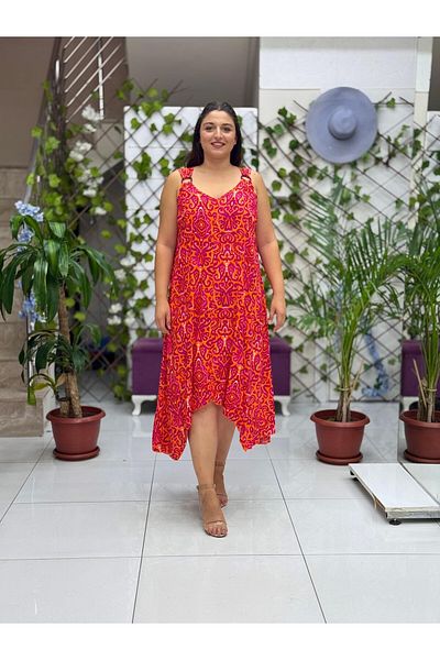 Punta Otantik Hln14022 Viscose Helin Dress with Shoulder Ring Strap