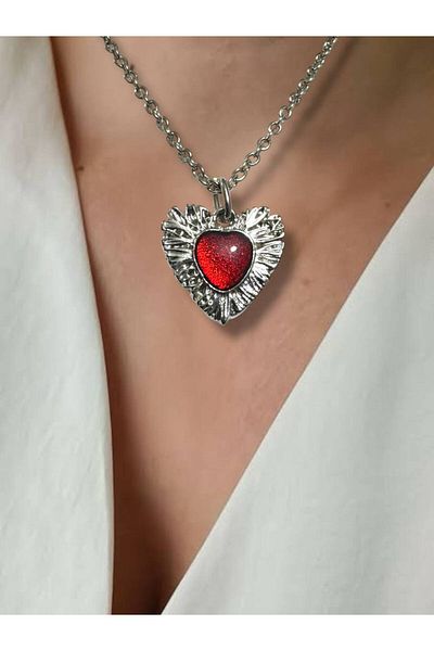 Herşey Nota Rose Eye of Heart Unisex Necklace – the Secret of the Heart Hidden in the Rose Eye