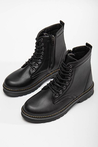 CCWAY AYAKKABI Cizme de damă cu șireturi BLACK SKIN YELLOW
