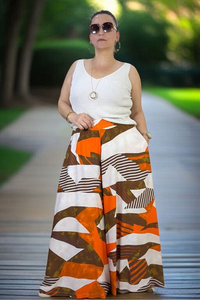 yagmurberen High Waist Elastic Pocketed Asymmetric Leg Summer Cotton Viscose Pants Skirt