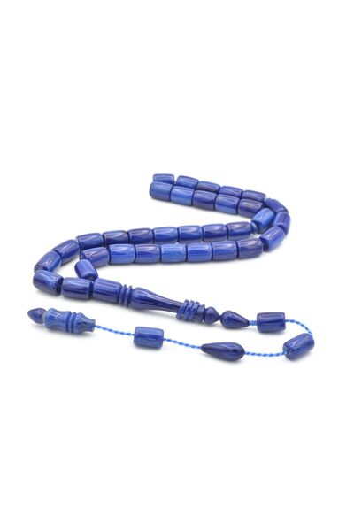 Murty99 Ahmet Emin Made Navy Blue Crimping Amber Prayer Beads with Imamesli Ring