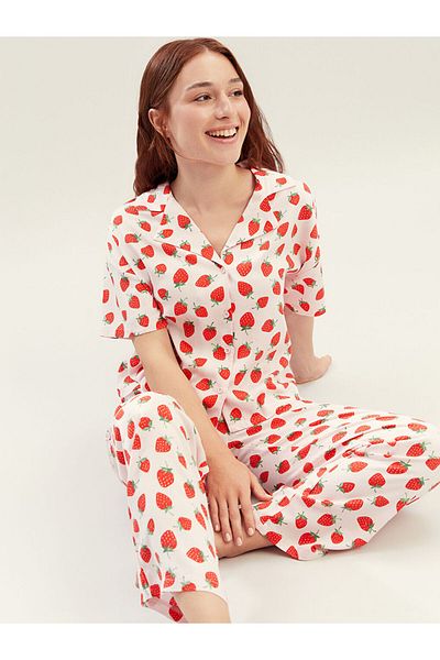 LC Waikiki New Season Petite Shirt Collar Printed Women's Pajama Set - S5Pr23Z8