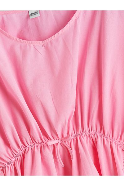 LC Waikiki Pink Crew Neck Ruffle Detailed Girl's Pareo