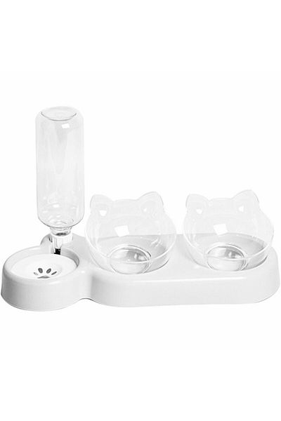 Aptel Bol pentru pisici, cu dozator apa, 0.5 L, alb, 38x19x13.5 cm