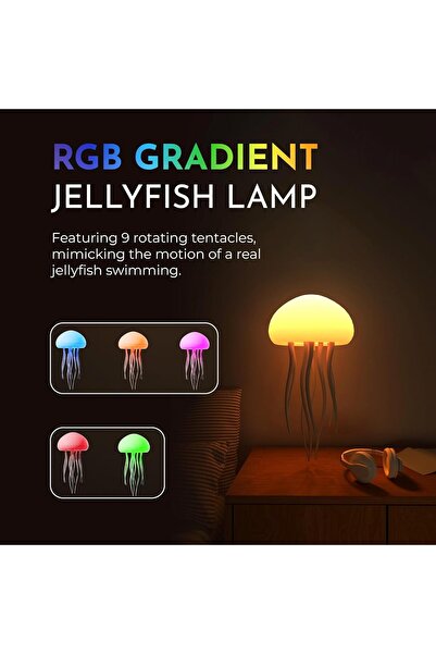 Generic Floating Jellyfish Light Lamp – Voice Control RGB Gradient, Moving Tentacles, Rechargeable Touch S