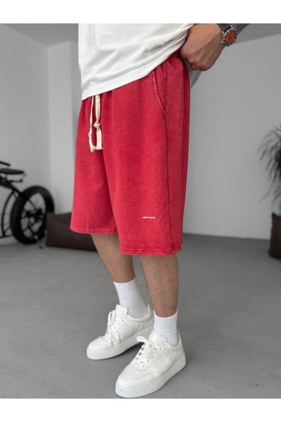 BYBASICMAN Red Washed Basic Shorts Jj-92