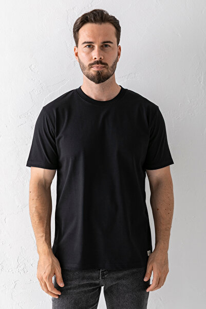 JB John Borners Мъжка тениска с кръгло деколте, черна, от памук - 25Y 5446