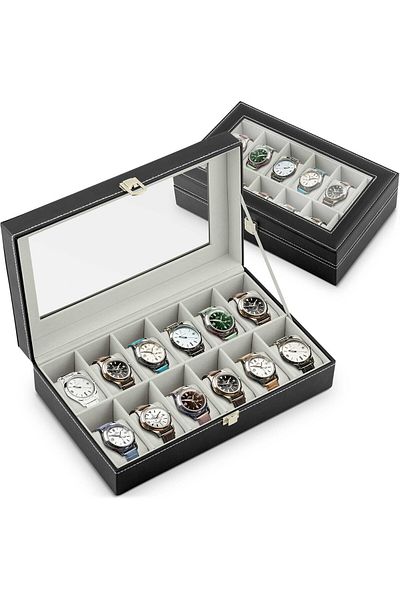 shumee Box for 12 watches Massido MS-710 black and beige