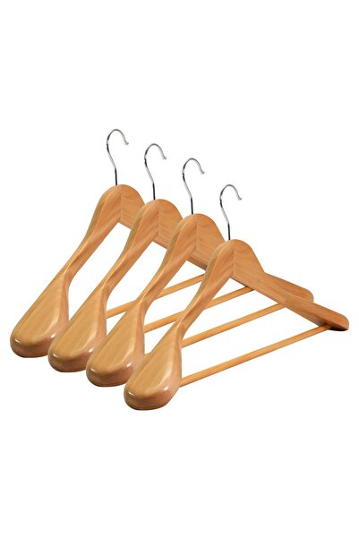 UnicUtil Set of 4 Wooden Hangers, Unic Hangers, with Wide Shoulders with Modern Design, Natural