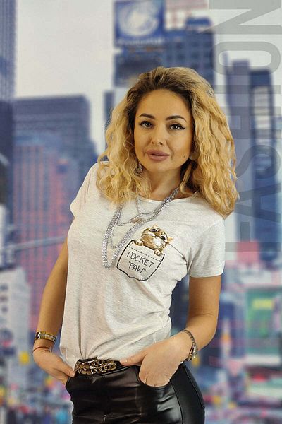 WildFashion Tricou casual cu imprimeu pisica U837-18