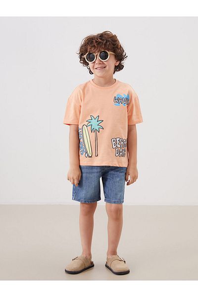 LC Waikiki Orange Crew Neck Boy's T-Shirt