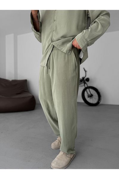 BYBASICMAN Green Washed Slim Baggy Pants Yp-5016