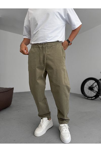 BYBASICMAN Khaki Carrot Cut Gabardine Trousers C-6554