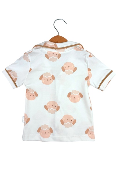 Süpermini KIZ ÇOCUK KISA KOLLU GÖMLEK YAKA KUZULU PİJAMA TAKIMI