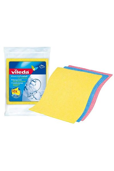 Vileda Sponge Cloth Cleaning Cloth 5 Pcs – 18x20cm, Super Absorbent & Reusable