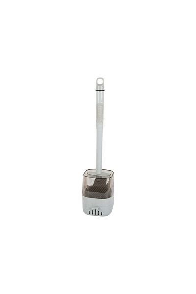 divendi-ro Toilet brush, silicone, with liquid dispenser, with holder, foldable, gray