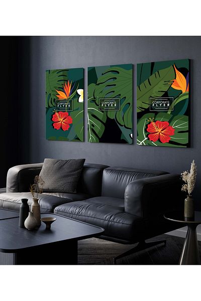 Hagen Pictură de perete cu aspect de cadru Pictură din 3 piese Pictură modernă Picturi de bucătărie Pictură boemă Calitate premium