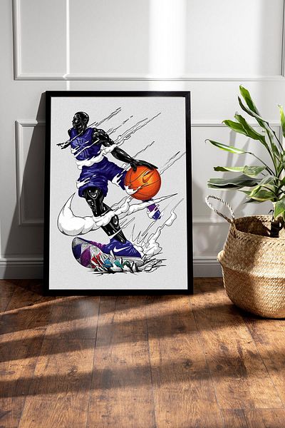 Saturn Kyrie Irving Framed Painting - Basketball Nba Poster Painting