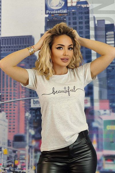 WildFashion Tricou casual cu imprimeu text beautiful U833-18