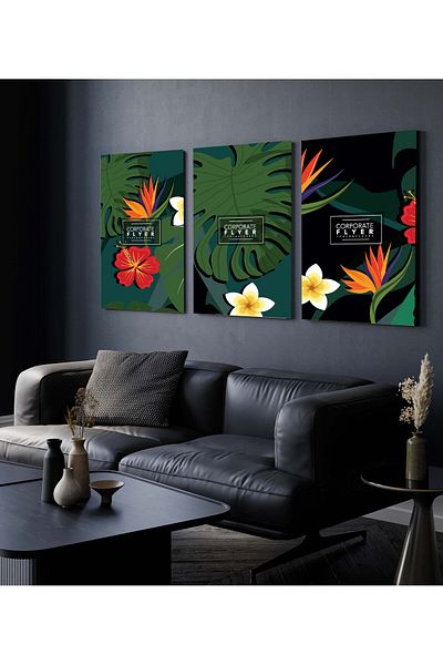 Hagen Pictură de bucătărie cu aspect de cadru Pictură din 3 piese Pictură modernă Pictură boemă Pictură de perete de calitate premium