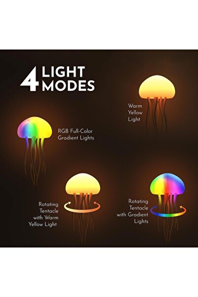Generic Floating Jellyfish Light Lamp – Voice Control RGB Gradient, Moving Tentacles, Rechargeable Touch S