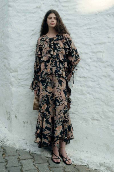 Hooopstore Μαύρο φόρεμα Ethnic Pattern Cotton Voile