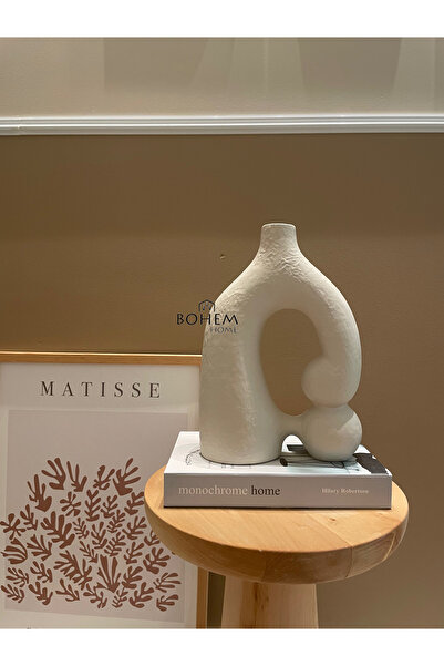 BOHEM HOME DEKORASYON Seramik bej bubble vazo