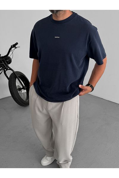 BYBASICMAN Navy Blue Metal Crest T-Shirt C-1773