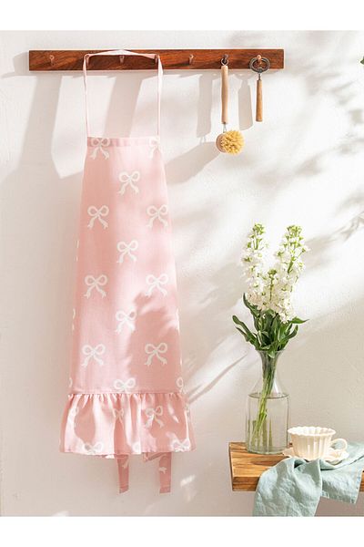 LC Waikiki Pink Bow Printed Women's Kitchen Apron