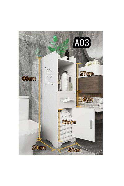 divendi-ro Vertical Bathroom Cupboard, 3 Compartments, Plastic, 80x20x24 cm, White