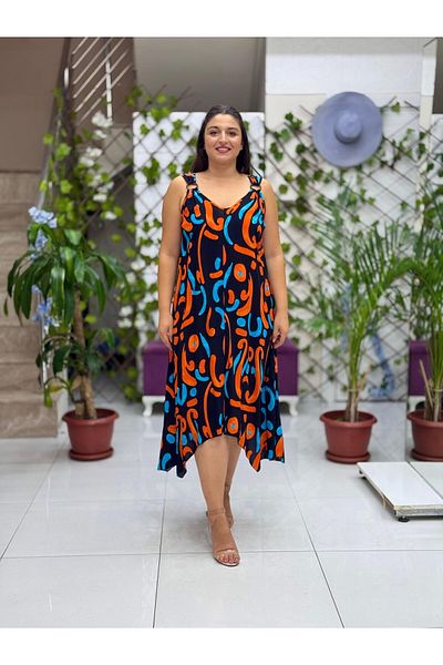 Punta Otantik Hln14007 Viscose Helin Dress with Shoulder Ring Strap
