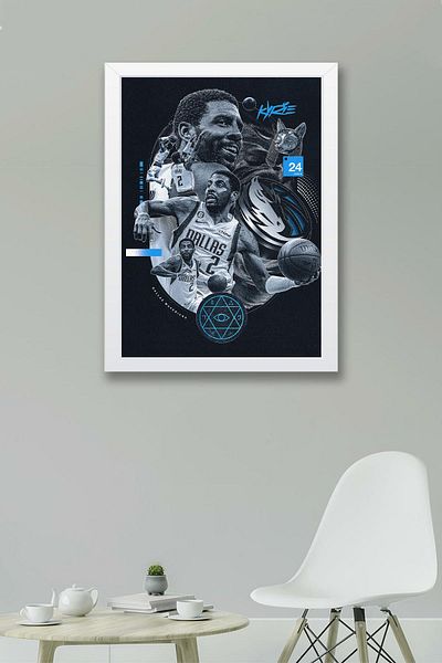 Saturn Kyrie Irving Framed Painting - Basketball Nba Poster Painting