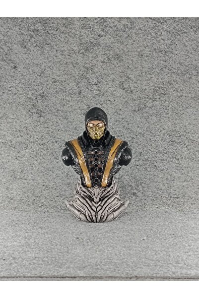 PWUL WORKS Mortal Kombat Scorpion Büst Heykel 15cm | 3D Baskı PLA Akrilik El ...