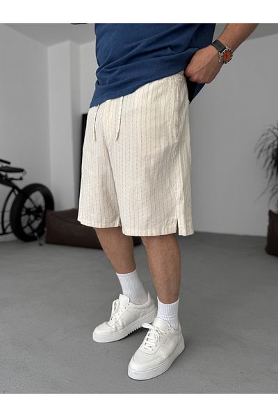 BYBASICMAN Beige Pinstripe Shorts G-5533/17