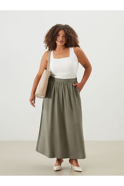 LC Waikiki Khaki Elastic Waist Skirt