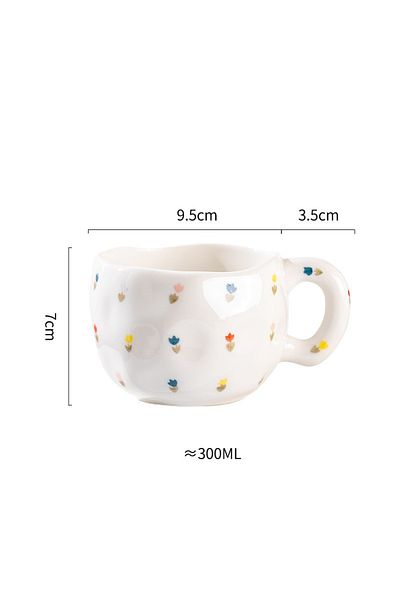 Choice 301-400ml Small floral 300ML Cute Hand Pinched Irregular Ceramic mug Flower Heart Pattern Coffee Cup